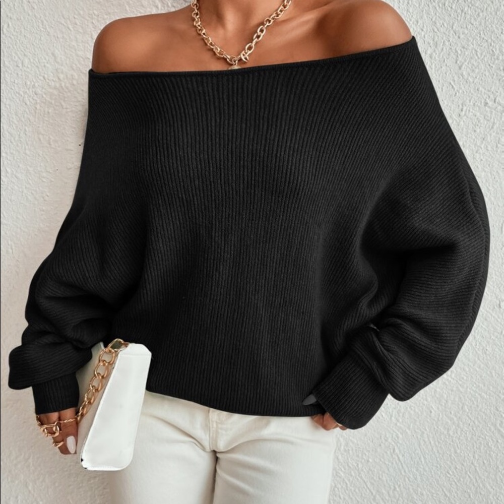 Plus Size Cozy Oversized Off Shoulder Dolman Sleeve Top Sweater